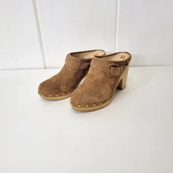 Veronica Beard Dacey Pecan Suede Clogs New - Picture 2 of 7